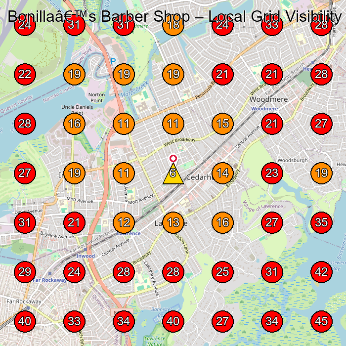 Bonillaâ€™s Barber Shop GeoGrid visibility map for Barber Shop in Lawrence